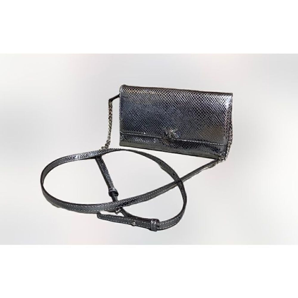 Michael Kors Gunmetal Metallic Crossbody Clutch NWOT
